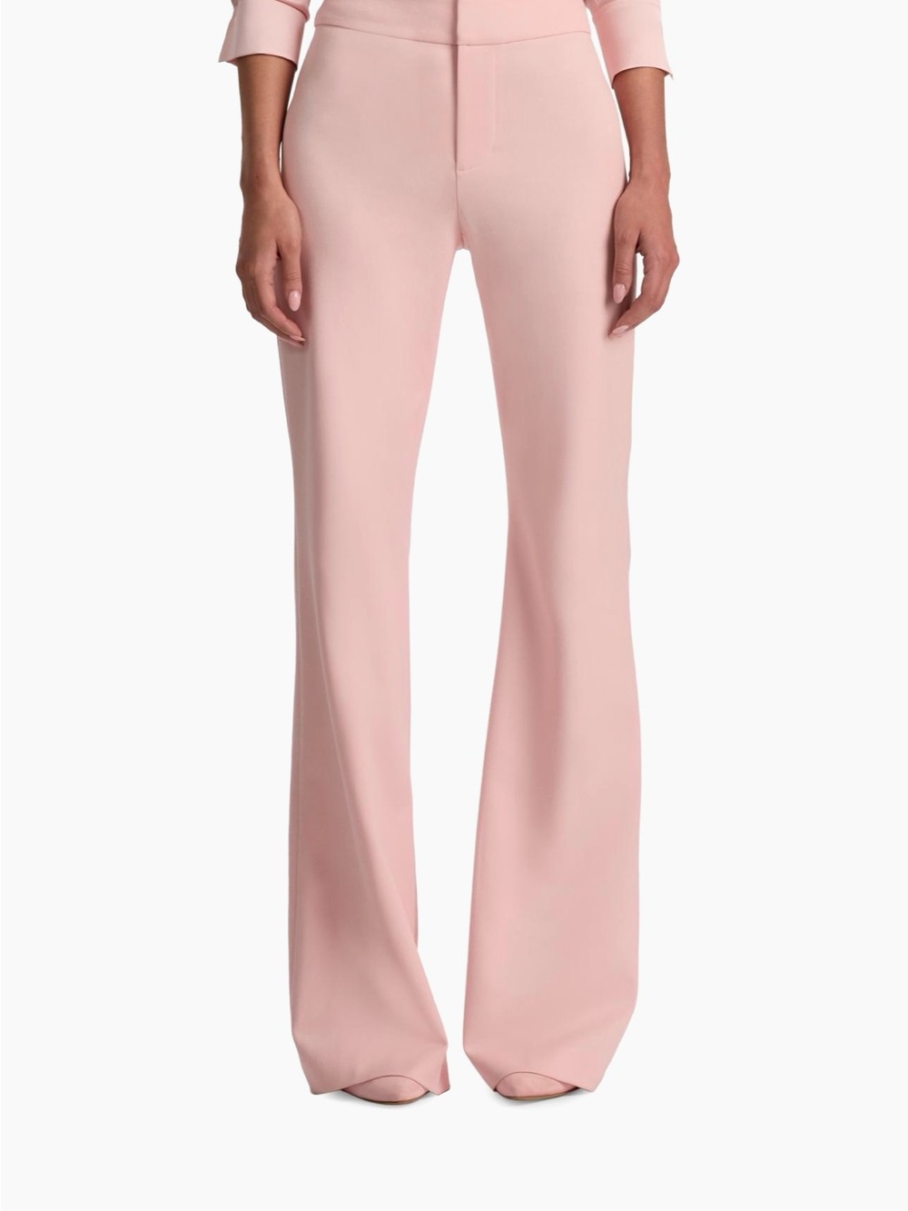 Alice + Olivia Mid-Rise Andrew Boot Cut Slim Pink Wide-Leg Trouser Size 10 - Picture 2 of 6
